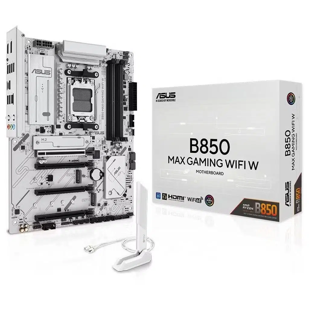 ASUS B850 MAX GAMING WIFI W AMD B850 AM5 DDR5 8000 DP HDMI 3x M2 USB3.2 WiFi 6E + BT AURA RGB 2.5Gbit LAN ATX 256GB’a kadar ram desteği, 8+2+1 Güç Aşa
