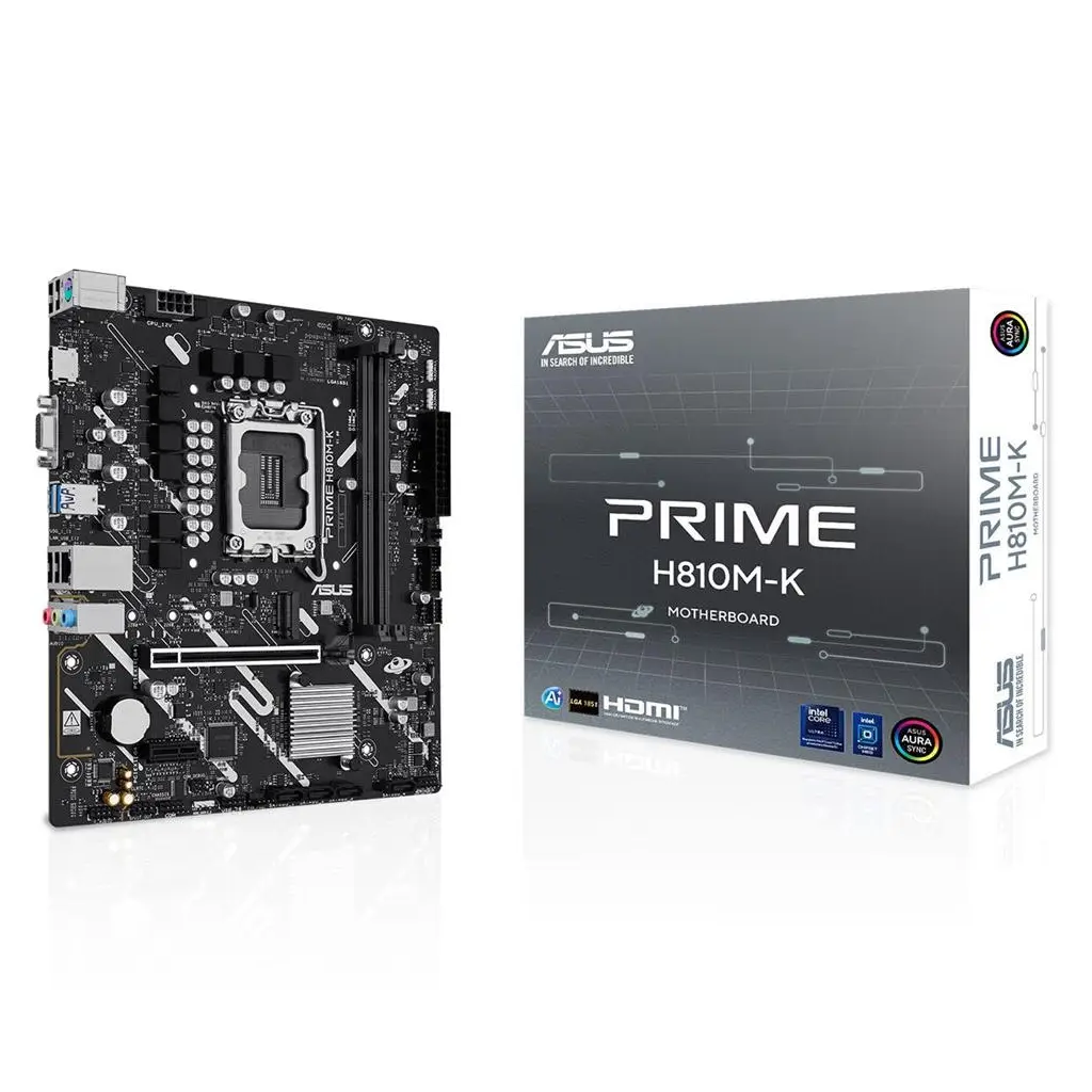ASUS PRIME H810M-K Intel H810 LGA1851 DDR5 6400 HDMI VGA M2 USB3.2 AURA RGB mATX 6+1+1+1 Güç Aşamaları, 1 x USB 5Gbps USB Type-C Başlığı, Ready for Ad