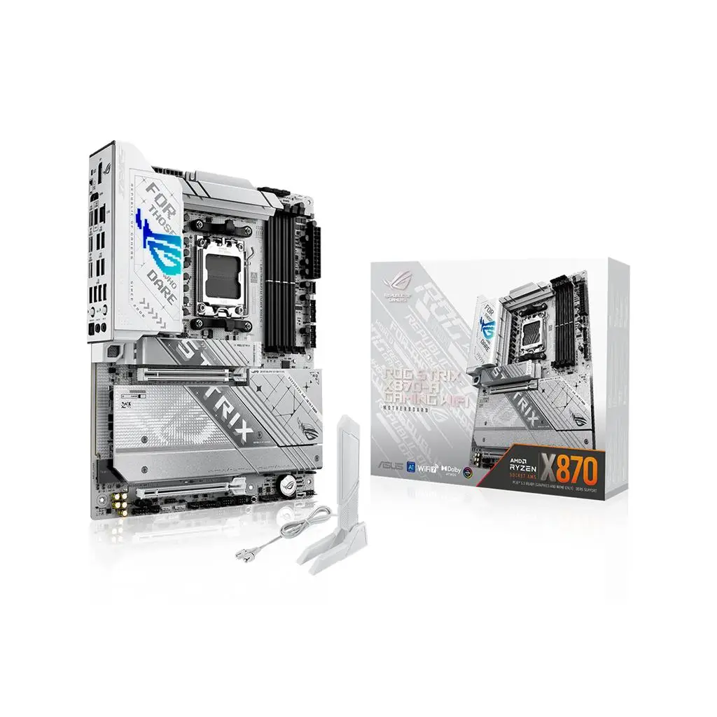 ASUS ROG STRIX X870-A GAMING WIFI AMD X870 AM5 DDR5 8000 DP HDMI 2xUSB4 4x M2 USB3.2 WiFi 7 + BT AURA RGB 5Gbit LAN ATX 16+2+2 Güç Aşamaları, Çift USB