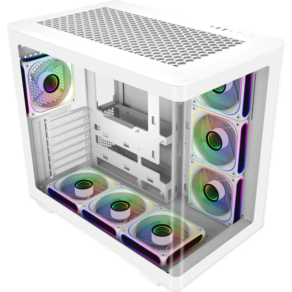 CM Elite 600 Curve TG Beyaz ARGB 7x12cm Fanlı, Back-Connect Anakart Destekli MidTower Kasa