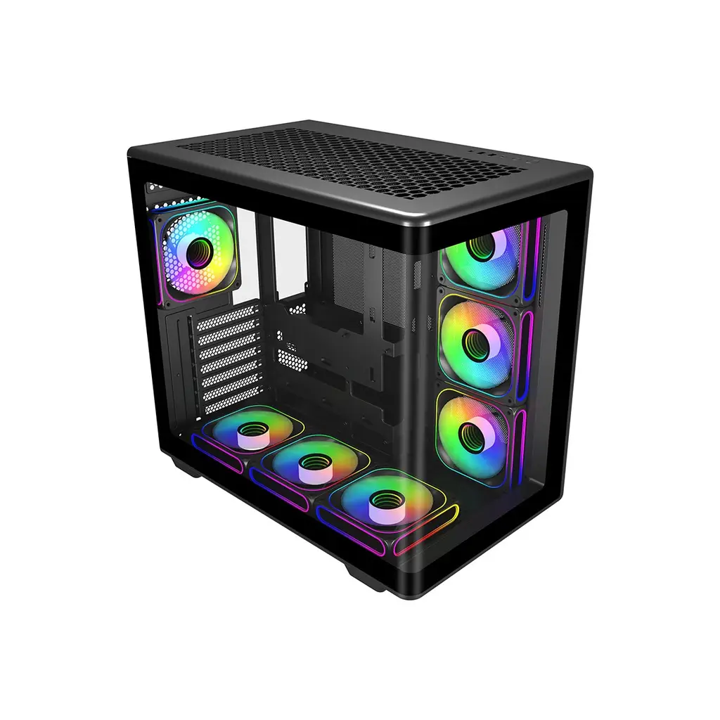 CM Elite 600 Curve TG Siyah ARGB 7x12cm Fanlı, Back-Connect Anakart Destekli MidTower Kasa