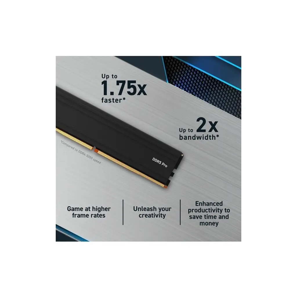 CRUCIAL CP16G56C46U5 PRO, 16GB, DDR5, 5600MHz CL46, 1.1V, XMP 3.0, Desktop Ram (Soğutuculu)
