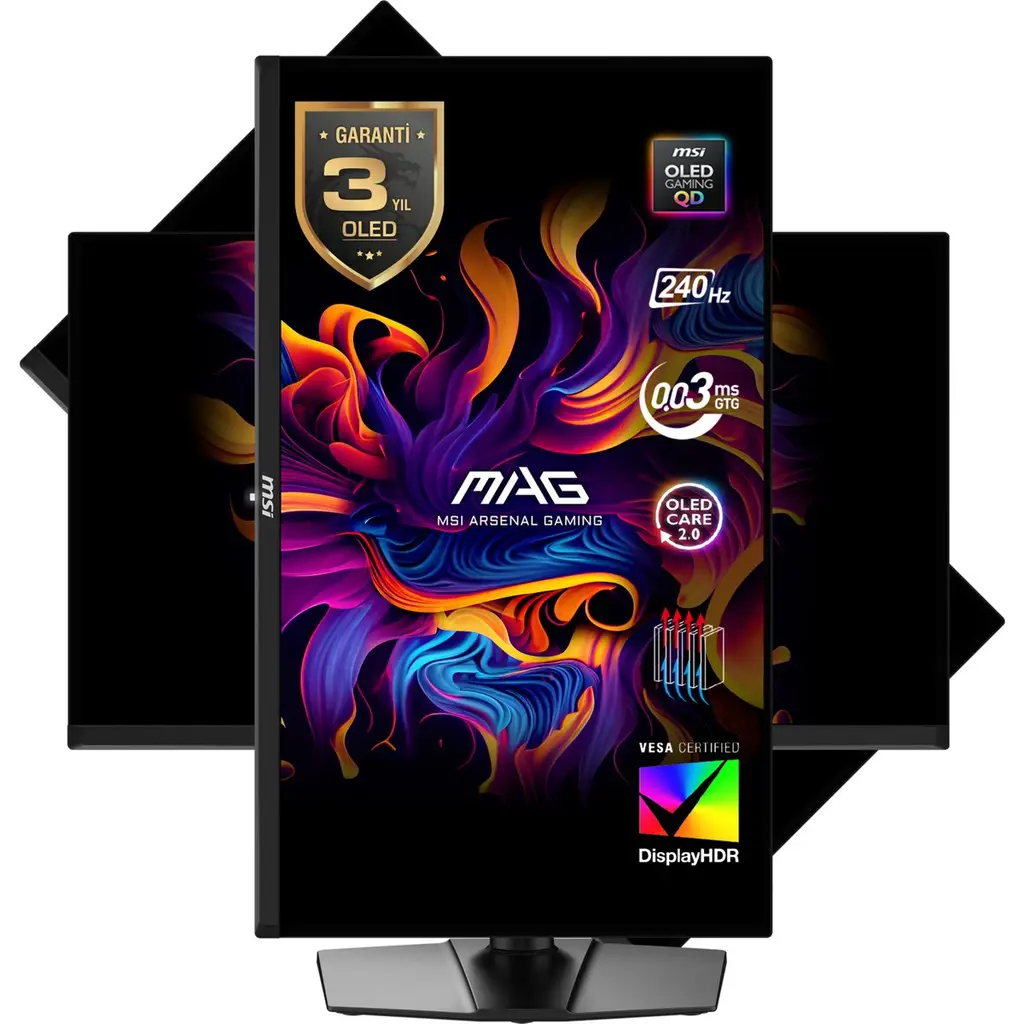 MSI 26.5 MAG 271QP QD-OLED X28 2560x1440 (WQHD) 16:9 FLAT QD-OLED 280HZ 0.03MS FREESYNC PREMIUM PRO PIVOT GAMING MONITOR
