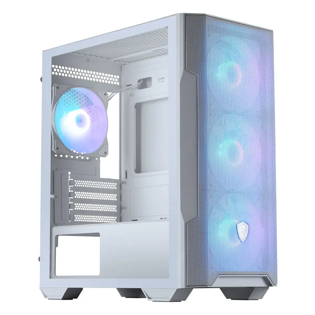 MSI MAG FORGE M100R WHITE Temperli Cam 3x120mm 1x120mm ARGB Fan mATX Gaming Bilgisayar Kasası
