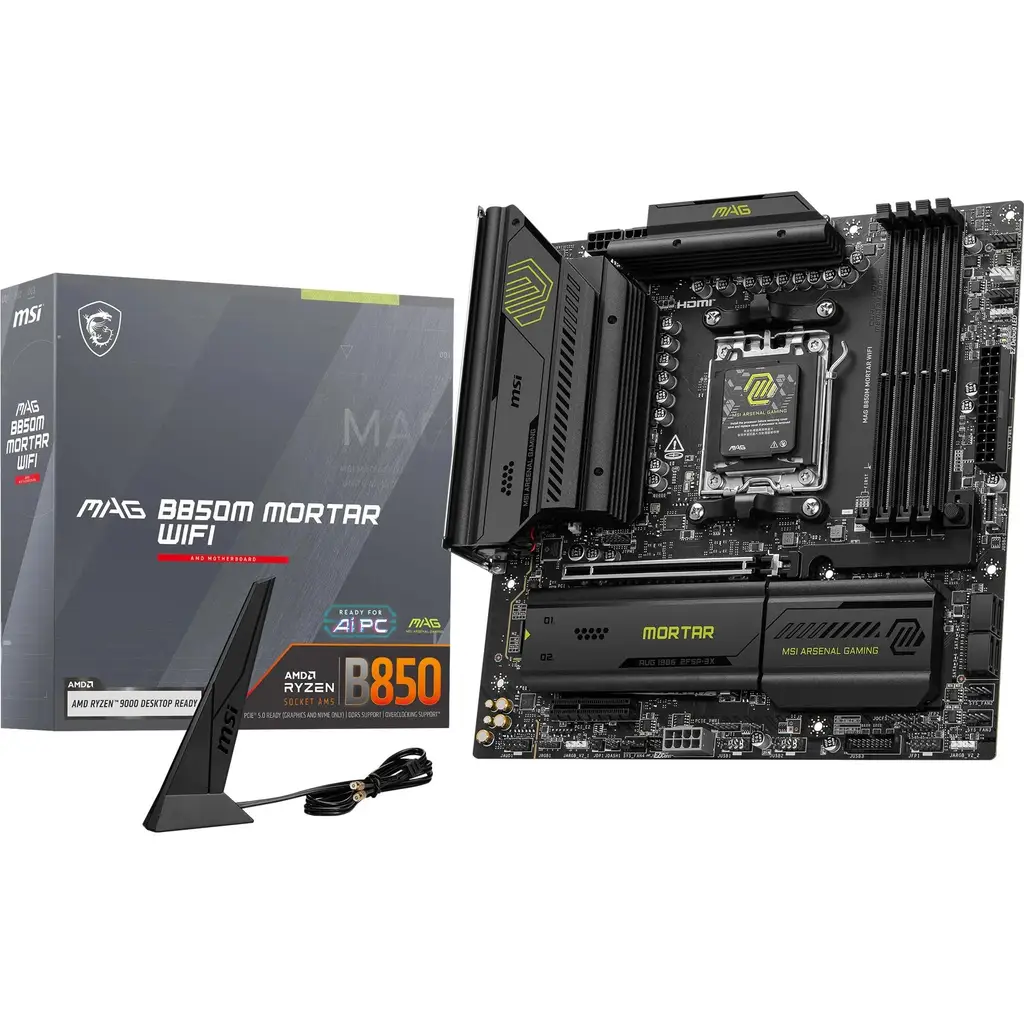 MSI MB MAG B850M MORTAR WIFI AM5 DDR5 8200MHZ(OC) HDMI 3X M.2 USB 20GBS 5G LAN WI-FI 7 MATX