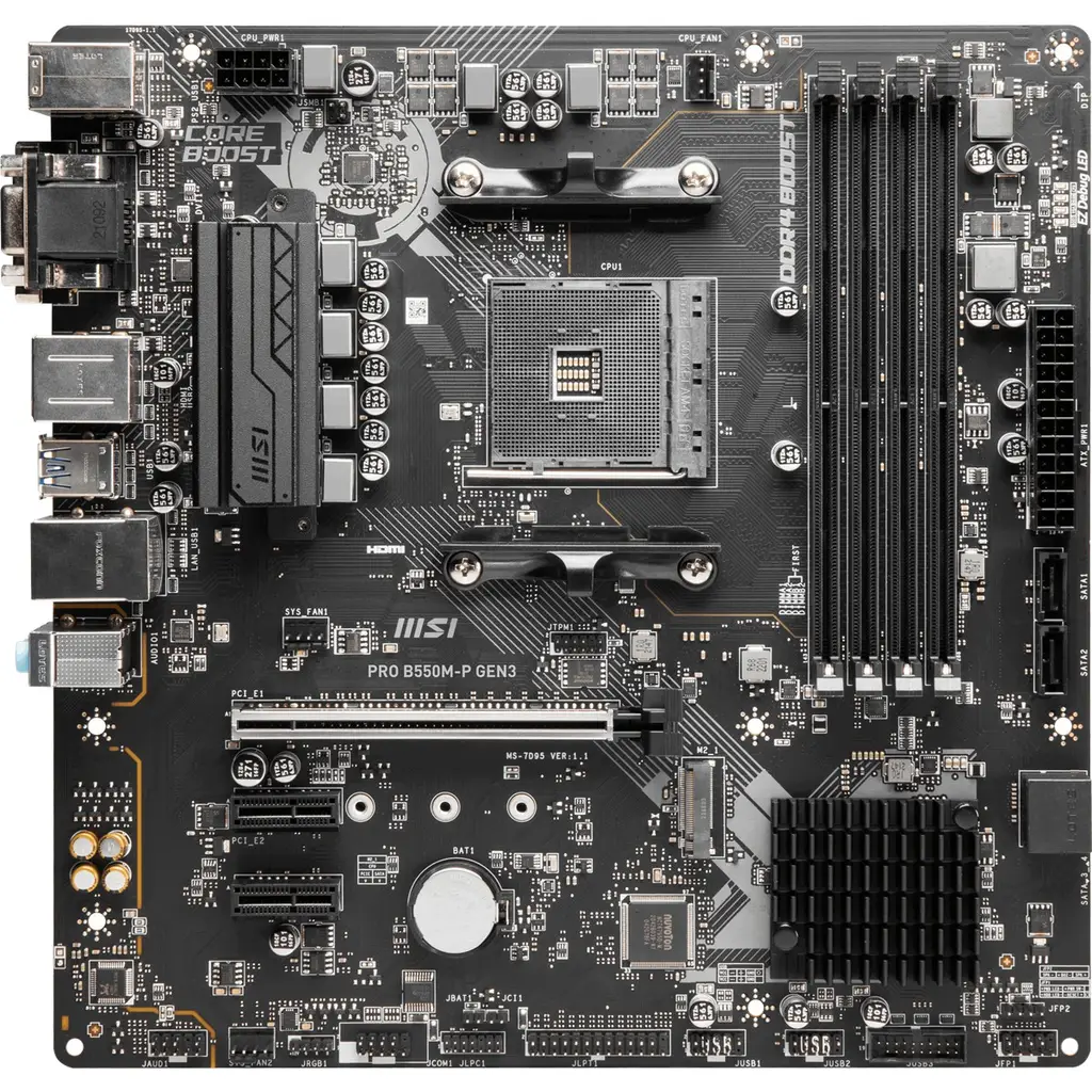 MSI MB PRO B550M-P AM4 DDR4 4400(OC) HDMI DP VGA 2xM.2 USB5Gbps mATX