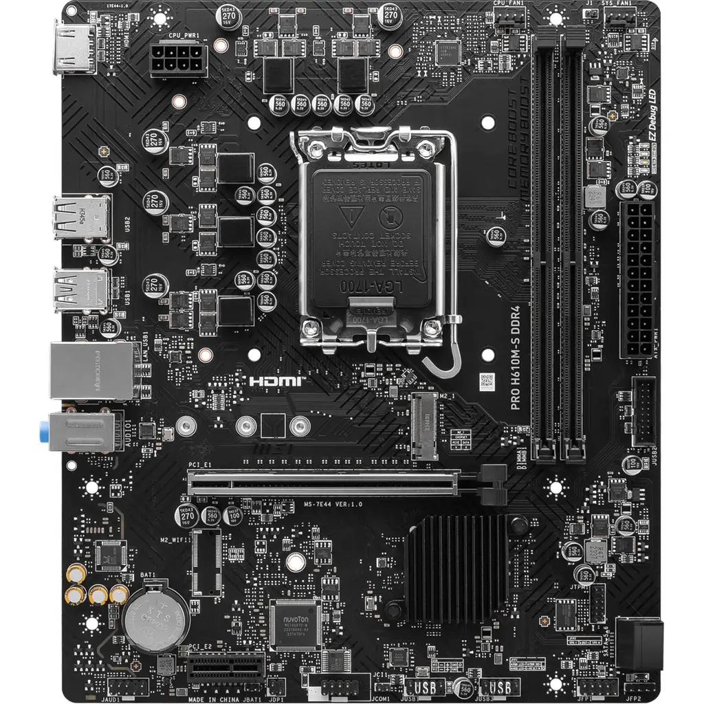 MSI PRO H610M-S DDR4 II SOKET 1700 DDR4 3200(OC) HDMI M.2 5Gbps 1x 1G LAN mATX