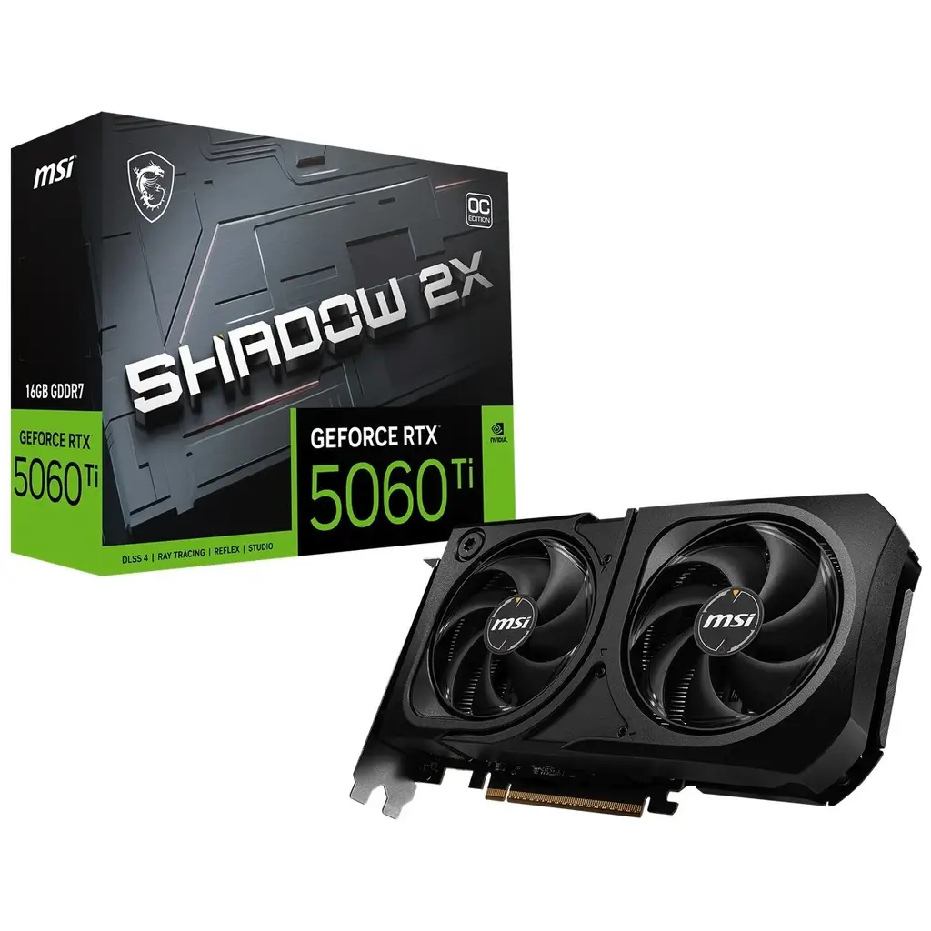 MSI VGA GEFORCE RTX 5060 TI 16G SHADOW 2X OC PLUS RTX5060TI 16GB GDDR7 128B DX12 PCIE 5.0 X16 (3XDP 1XHDMI)