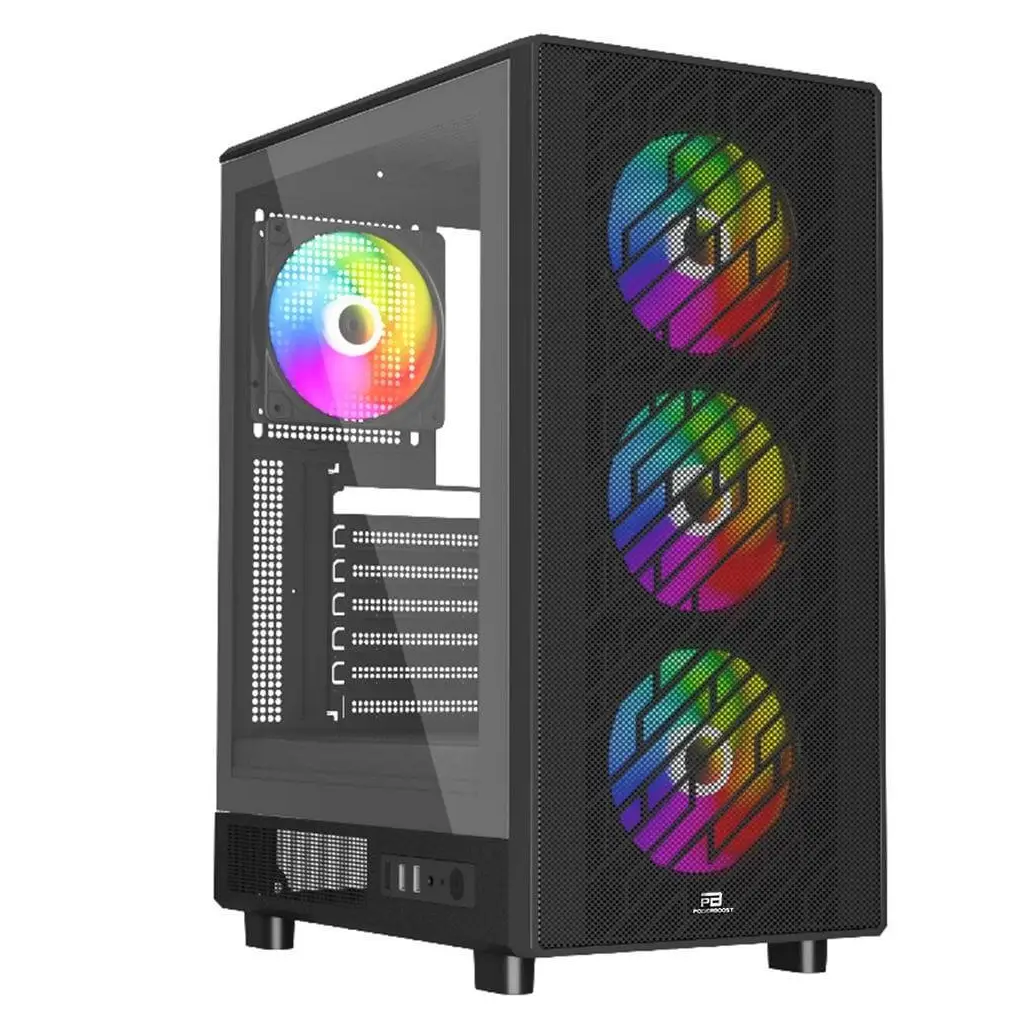 PowerBoost A700B 750W 80+ BRONZE ATX USB 3.0 Rainbow Fanlı Mesh Gaming Siyah Kasa