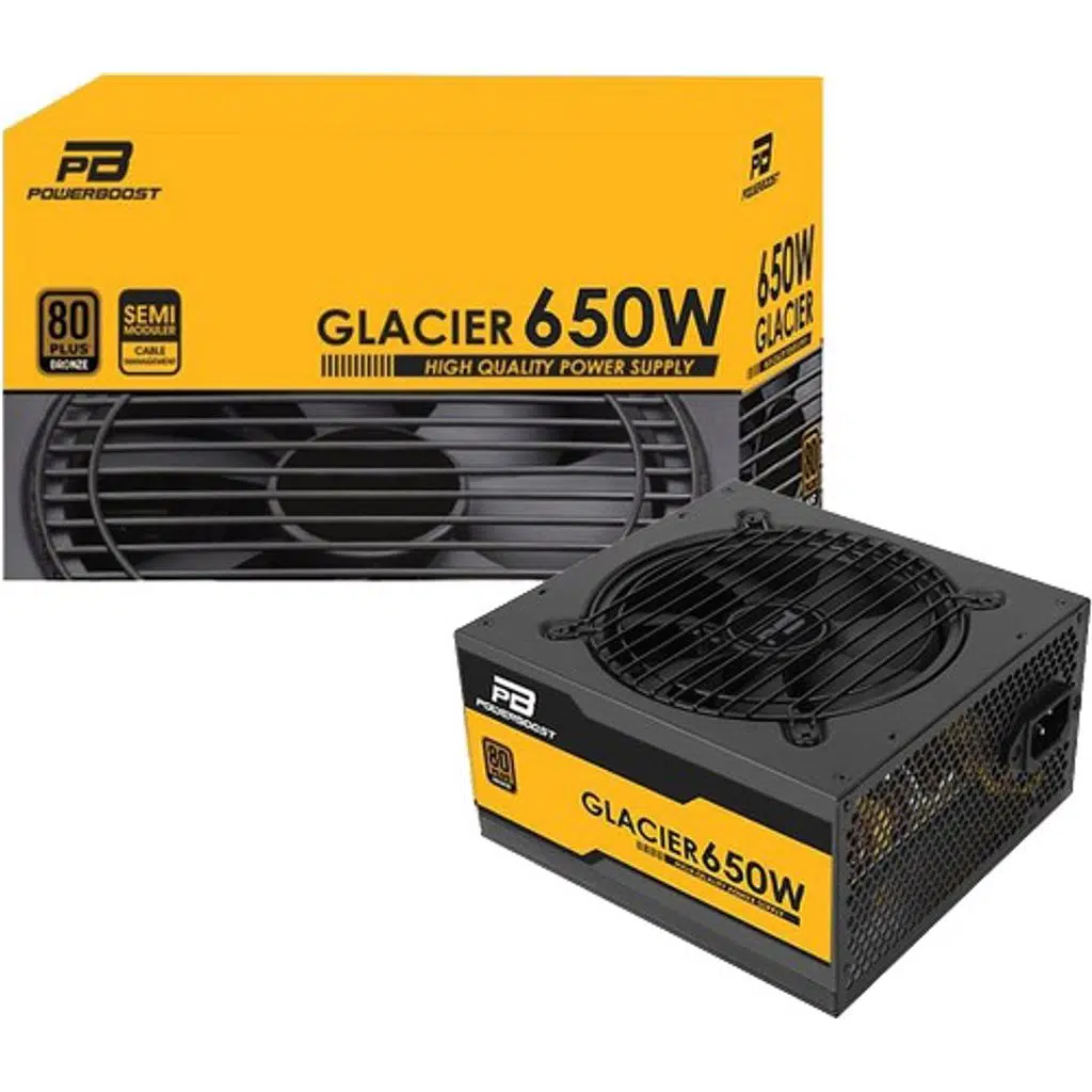 PowerBoost BST-ATX650B "GLACIER" 650w 80+ BRONZE Semi Modüler 12cm Fanlı ATX PSU