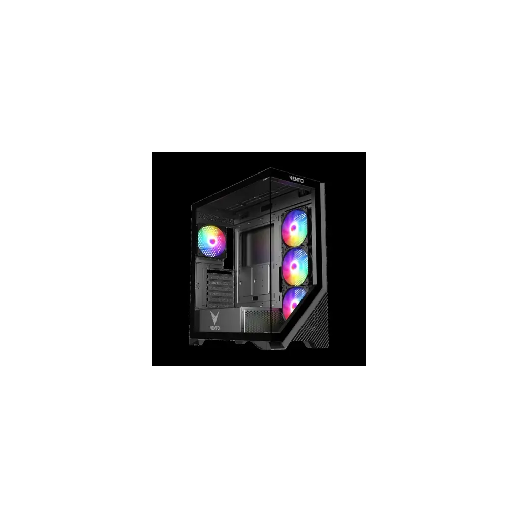 VENTO VG4202FL Mid Tower, 850W 80+ Siyah, Temperli Cam, RGB, ATX GAMING KASA