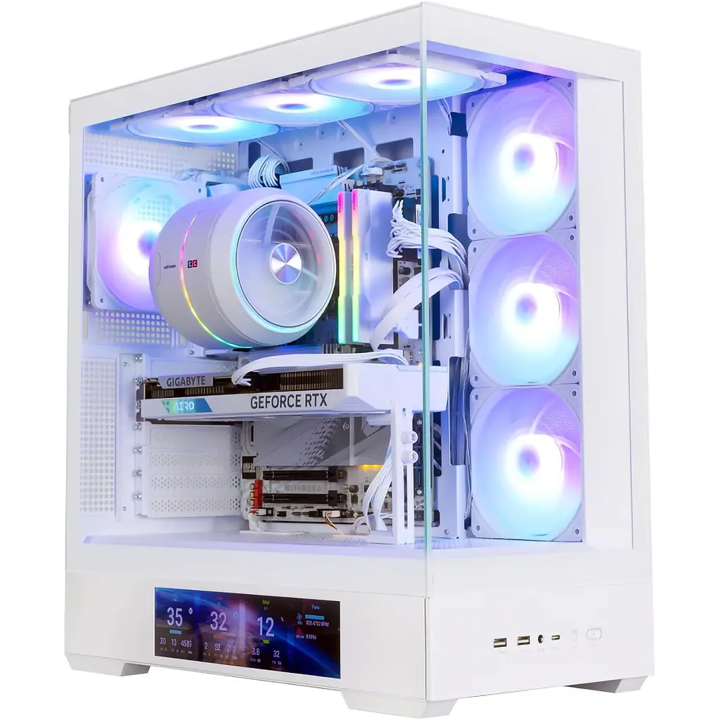 Zalman P40 DS 4*ARGB Fanlı Beyaz ATX Mid Tower 9.1'' LCD Gaming Oyuncu Kasası